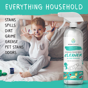 MomRemedy Hydrogen Peroxide Cleaner and stain remover for stains, spills, dirt. grime, pet messes, odors. Great for kitchens and everything household.