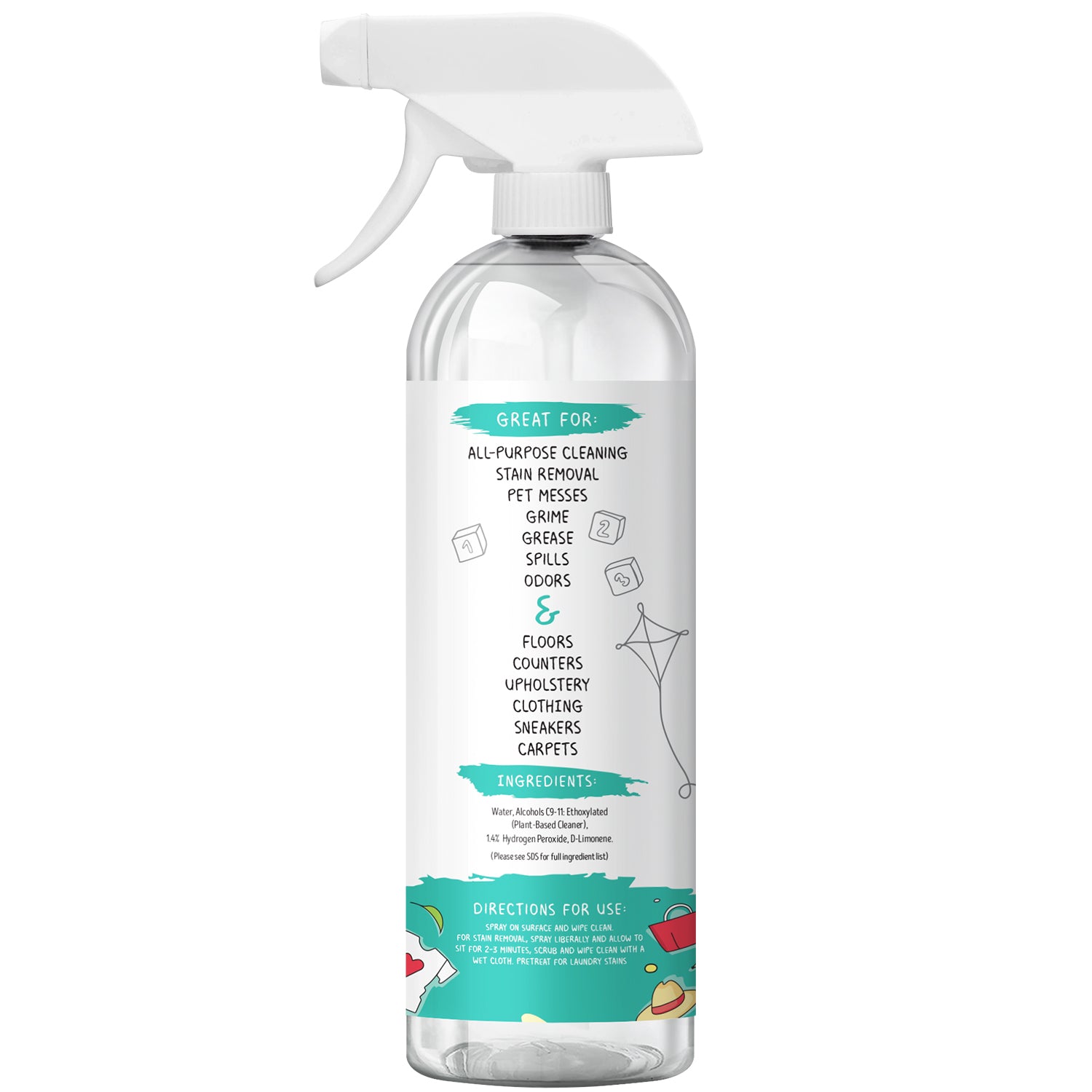 MomRemedy Hydrogen Peroxide Cleaner and stain remover for stains, spills, dirt. grime, pet messes, odors. Great for kitchens and everything household. Ingredients you can trust.
