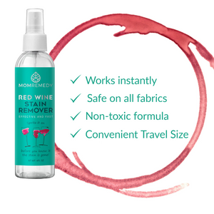 PACK OF 6: MOMREMEDY Red Wine Stain Remover, MomRemedy Hydrogen Peroxide Based Wine Stain Remover, Safe on all fabrics, Remove Red Wine Stains in Minutes - 6oz