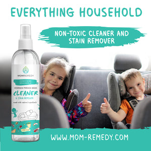 Travel size MomRemedy Hydrogen Peroxide Cleaner and stain remover for stains, spills, dirt. grime, pet messes, odors
